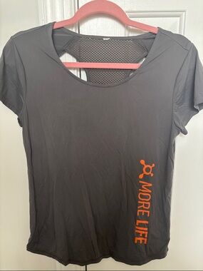 Orangetheory Charcoal Short Sleeve Tee with Orange 'MORE LIFE' Logo